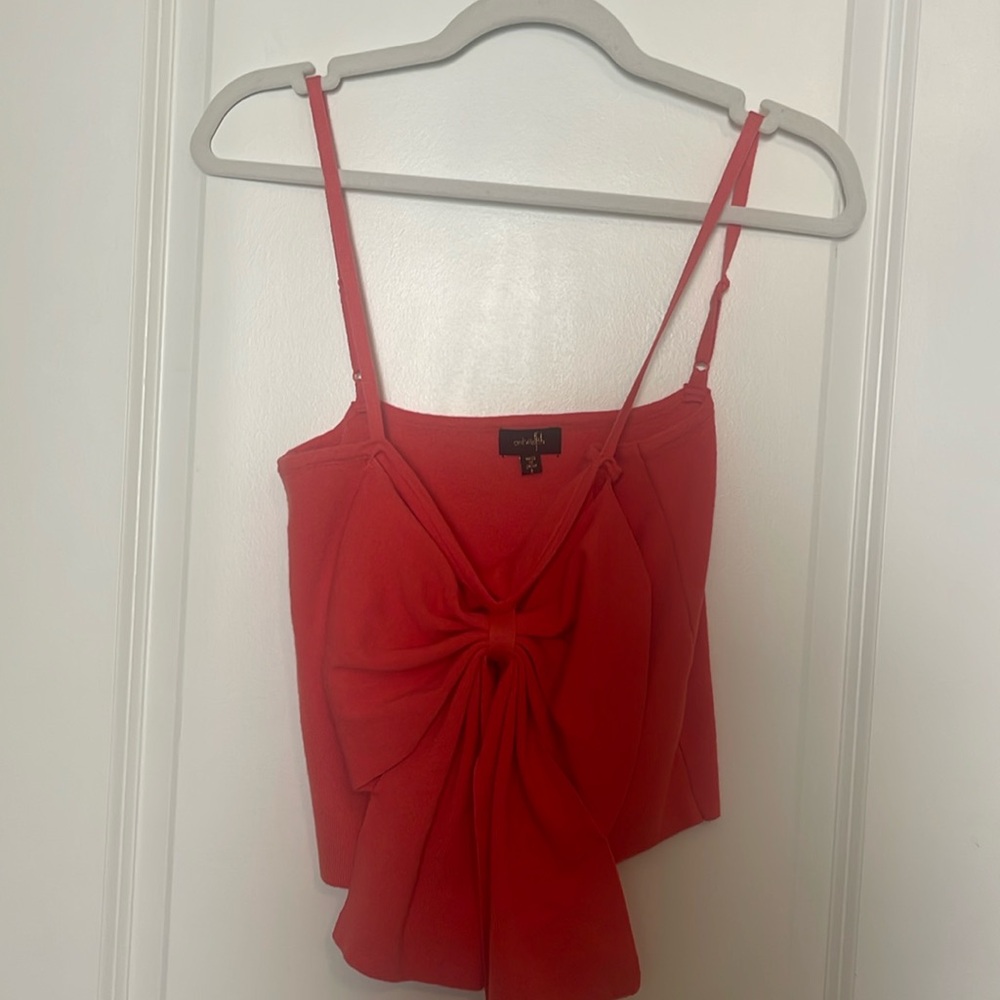 ontwelfth, coral red, bow tank top, size S